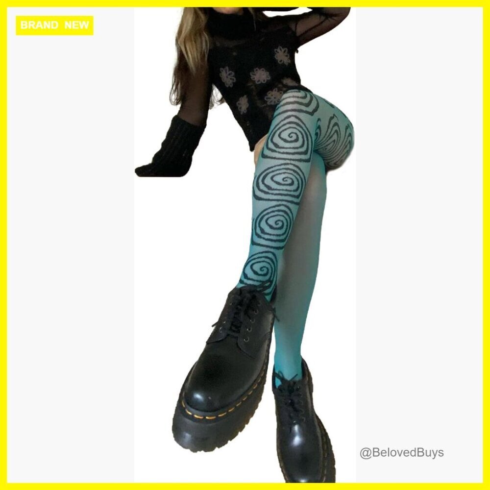 Sheer Control Top Pantyhose Tie Dye Mesh Tights Fishnet Leggings One Size